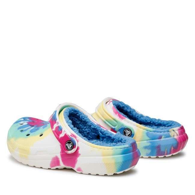 Дитячі Crocs Клог Утеплені Світло Сині Classic Lined Clog Tie Dye Powder Blue /Multi — фото 6