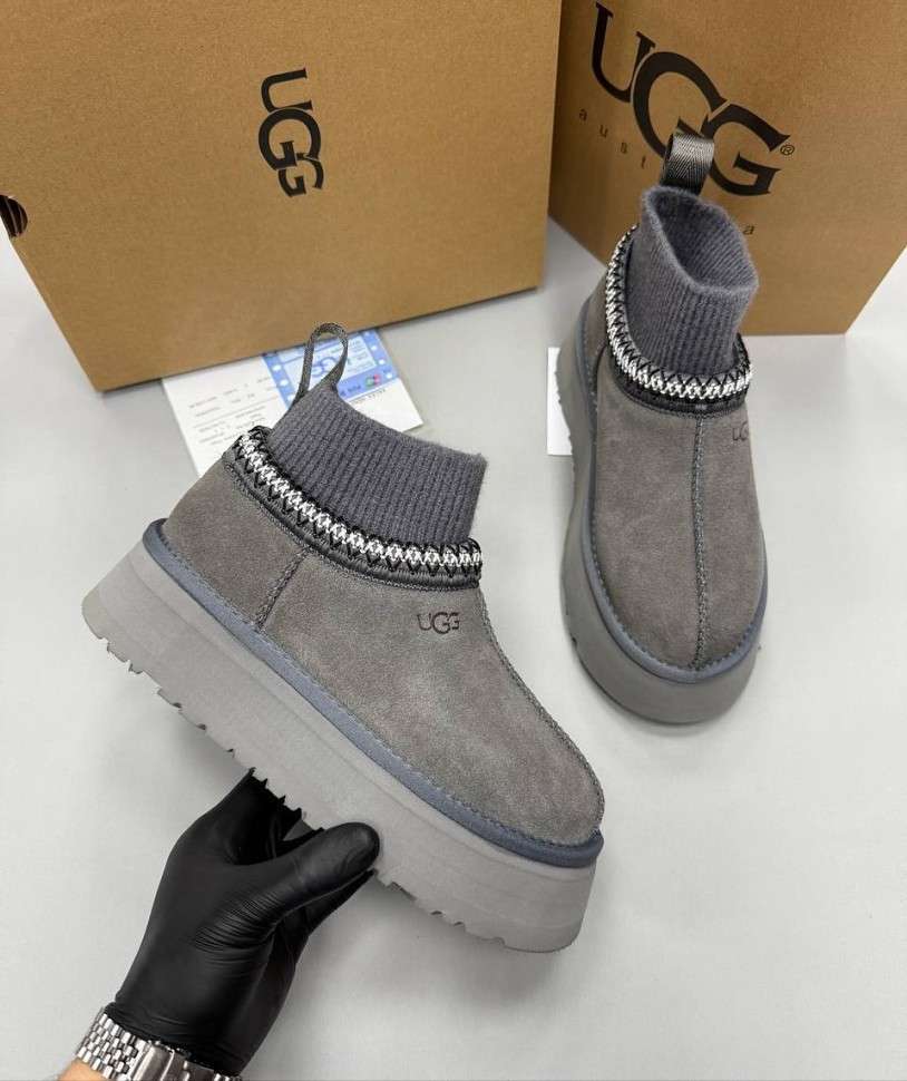 Жіночі UGG Тазз Вязані Сліппер Сірі Ультра Міні Платформа Чорні Tazz Platform Grey — фото 7