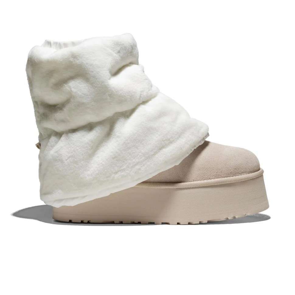 Жіночі UGG Платформа Міні Діппер Бежеві Platform Classic Mini Dipper PUFFER Beige Sand