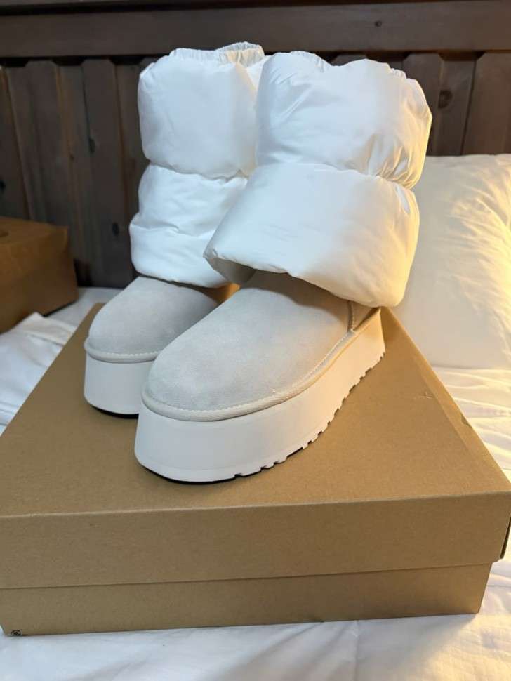 Жіночі UGG Платформа Міні Діппер Бежеві Platform Classic Mini Dipper PUFFER Beige Sand — фото 6