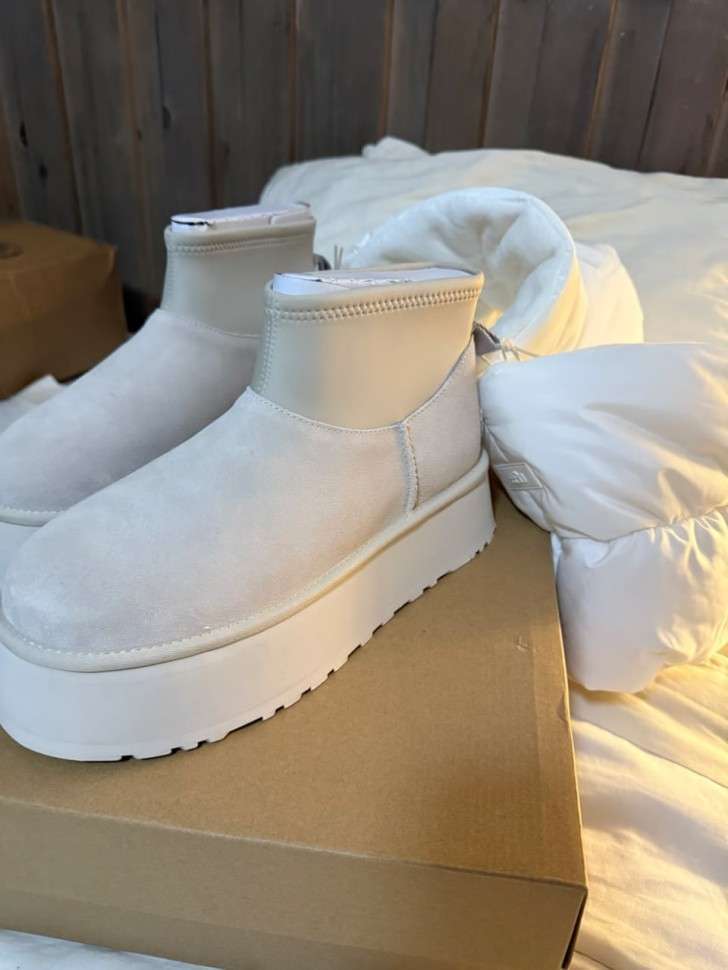 Жіночі UGG Платформа Міні Діппер Бежеві Platform Classic Mini Dipper PUFFER Beige Sand — фото 7