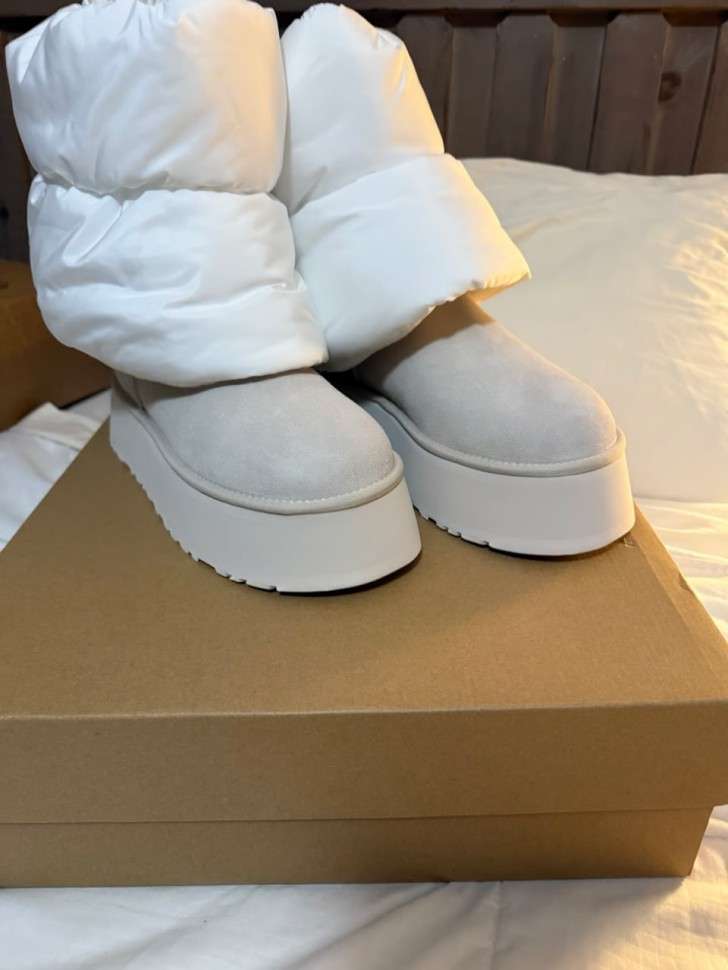 Жіночі UGG Платформа Міні Діппер Бежеві Platform Classic Mini Dipper PUFFER Beige Sand — фото 8