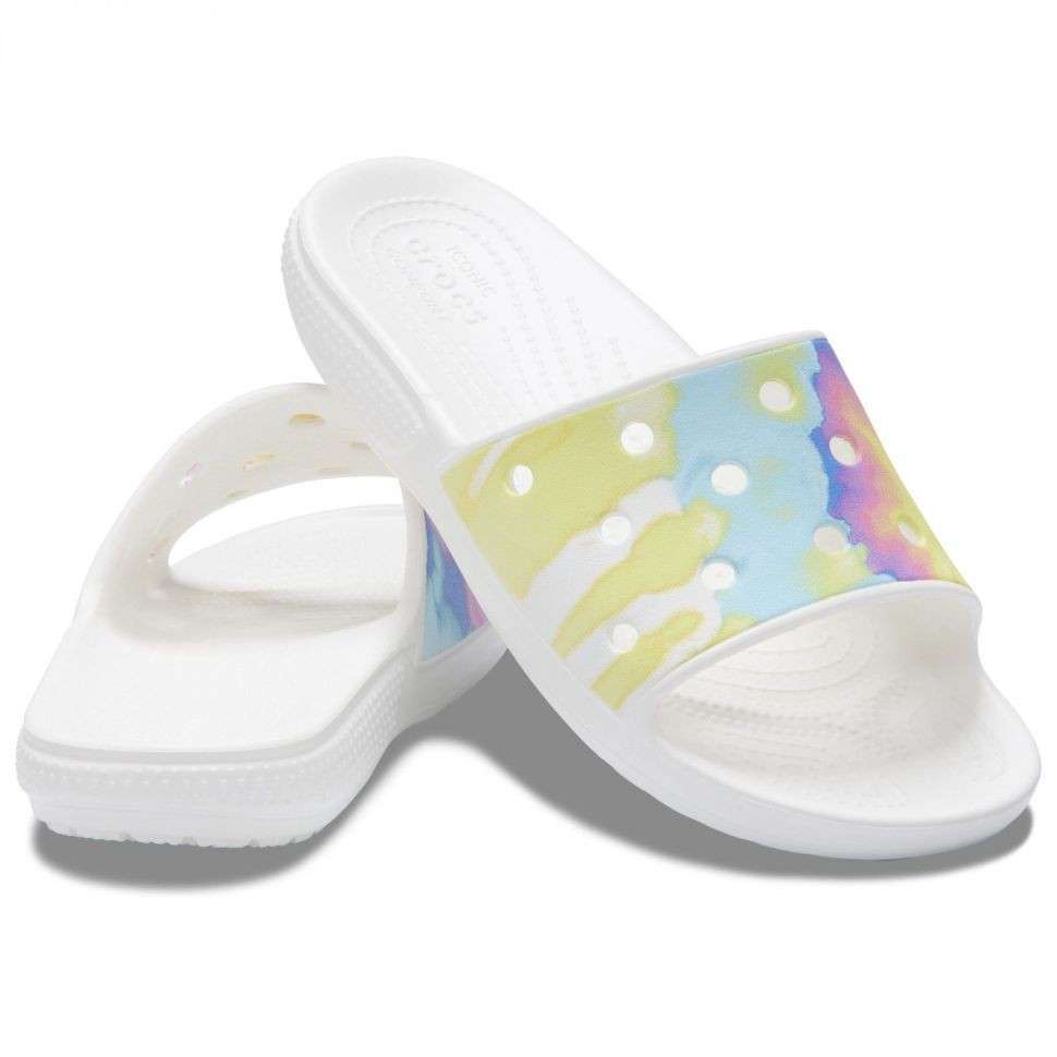 Шльопанці Crocs Classic Tie-Dye Graphic Slide White / Multi — фото 1