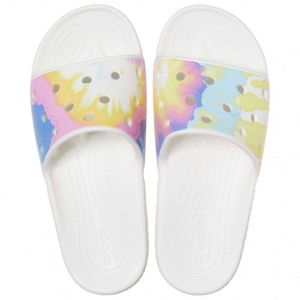 Шльопанці Crocs Classic Tie-Dye Graphic Slide White / Multi — фото 6