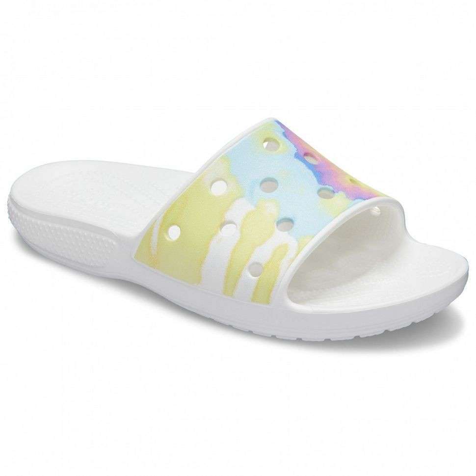 Шльопанці Crocs Classic Tie-Dye Graphic Slide White / Multi — фото 8