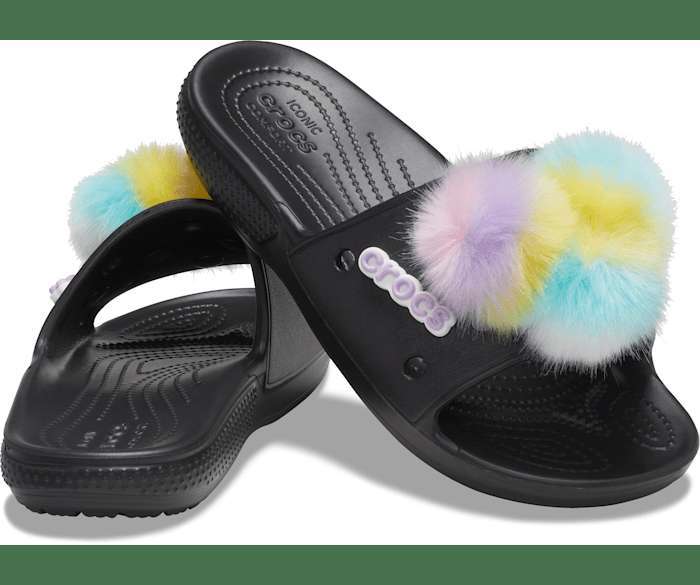 Жіночі шльопанці Crocs Classic Fur Sure Slide Black — фото 1