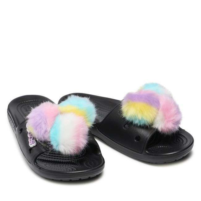 Жіночі шльопанці Crocs Classic Fur Sure Slide Black — фото 2