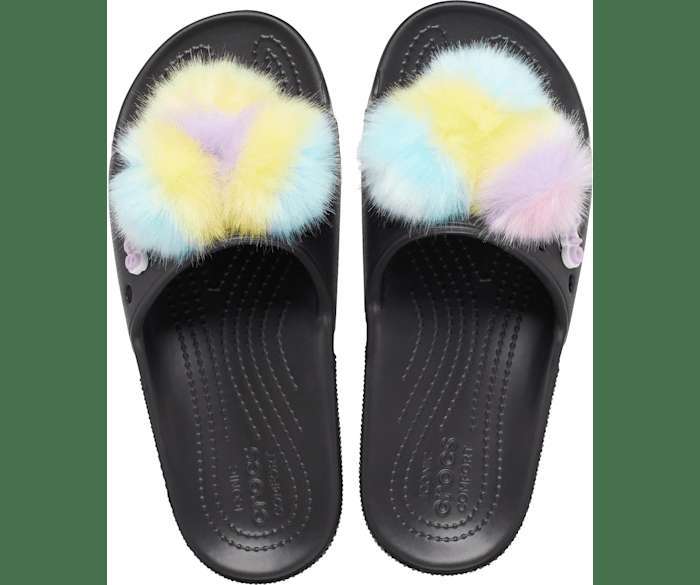 Жіночі шльопанці Crocs Classic Fur Sure Slide Black — фото 8