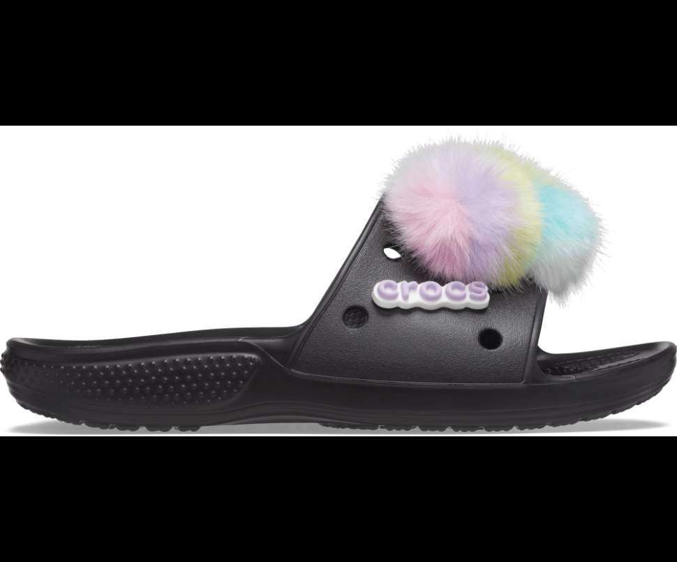 Жіночі шльопанці Crocs Classic Fur Sure Slide Black — фото 9