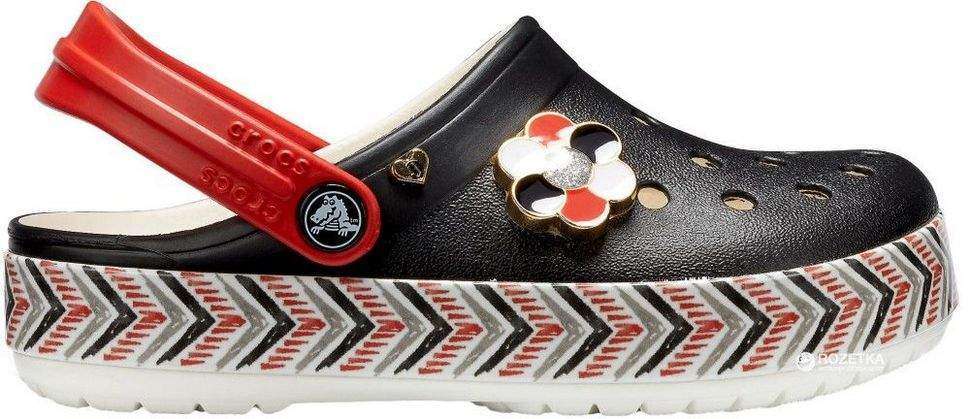 Детские Crocs Крокбенд Чёрные Drew X Crocband Chevron Clog Black/White — фото 13