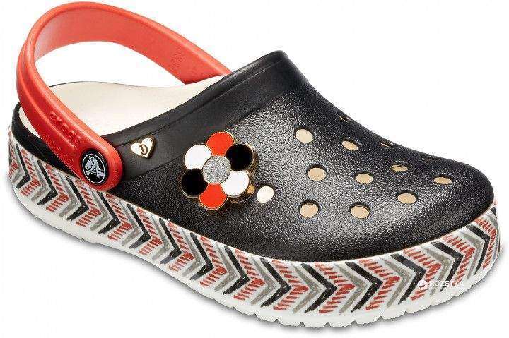 Детские Crocs Крокбенд Чёрные Drew X Crocband Chevron Clog Black/White — фото 14