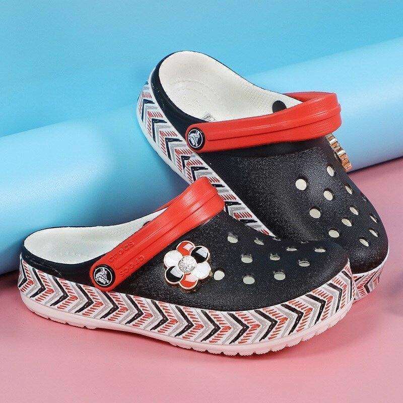 Детские Crocs Крокбенд Чёрные Drew X Crocband Chevron Clog Black/White — фото 3