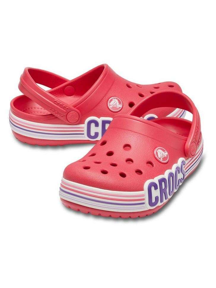 Crocs Сабо Крокбенд Красные Unisex Kids Red Crocband Logo Stripe Clog PS Poppy