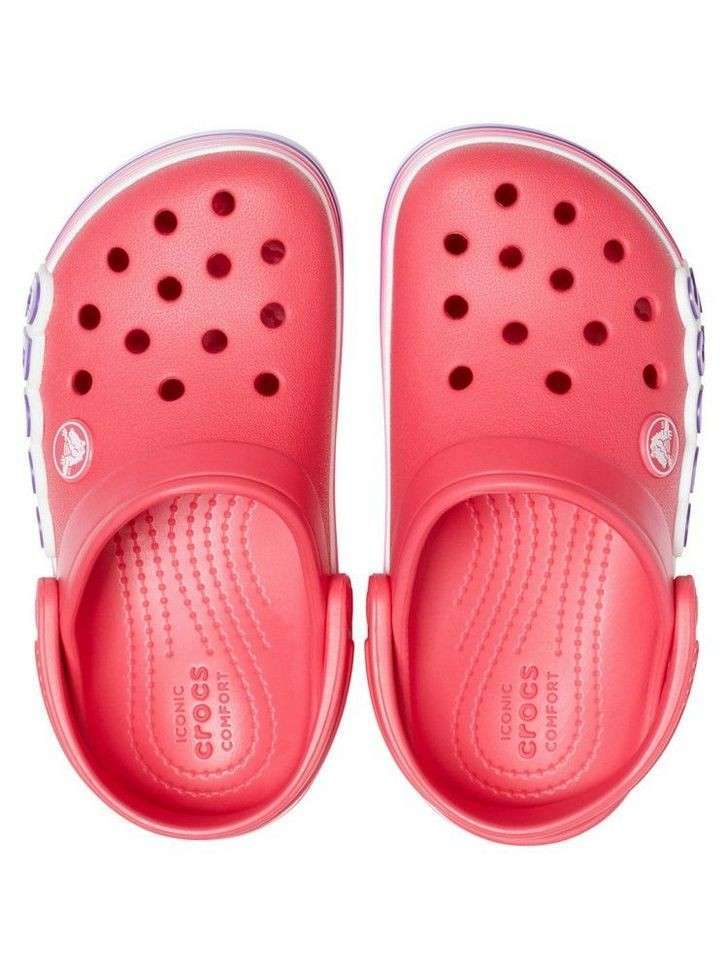 Crocs Сабо Крокбенд Красные Unisex Kids Red Crocband Logo Stripe Clog PS Poppy — фото 4