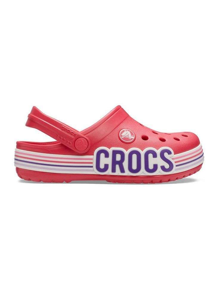 Crocs Сабо Крокбенд Красные Unisex Kids Red Crocband Logo Stripe Clog PS Poppy — фото 5