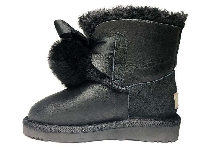 UGG Дитячі Чорні Шкіряні з Бубонами AUSTRALIA GITA BOOT FOR KIDS BLACK — фото 13