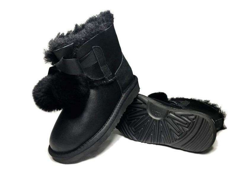 UGG Дитячі Чорні Шкіряні з Бубонами AUSTRALIA GITA BOOT FOR KIDS BLACK — фото 14