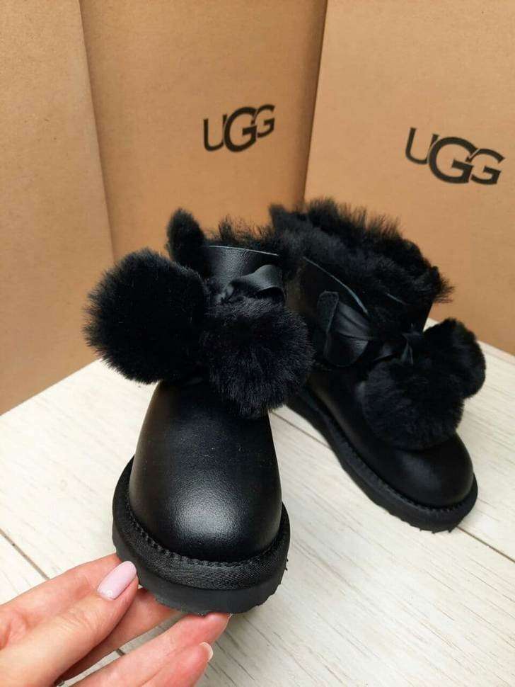 UGG Дитячі Чорні Шкіряні з Бубонами AUSTRALIA GITA BOOT FOR KIDS BLACK — фото 8