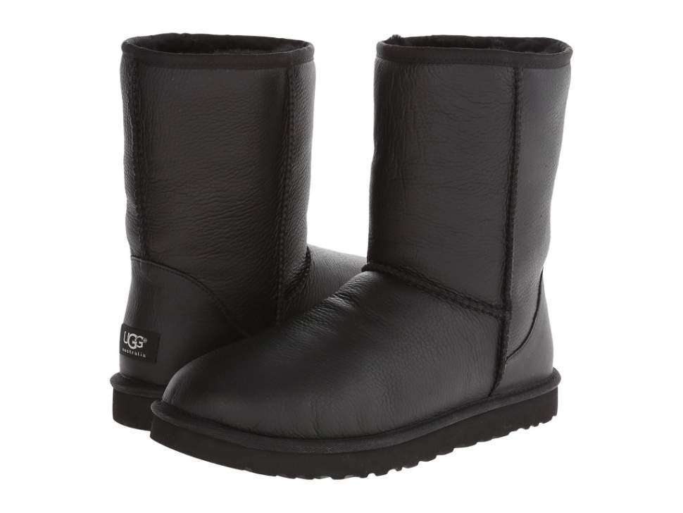 Жіночі UGG Середні Шкіряні Чорні Classic Short II Black Leather — фото 2