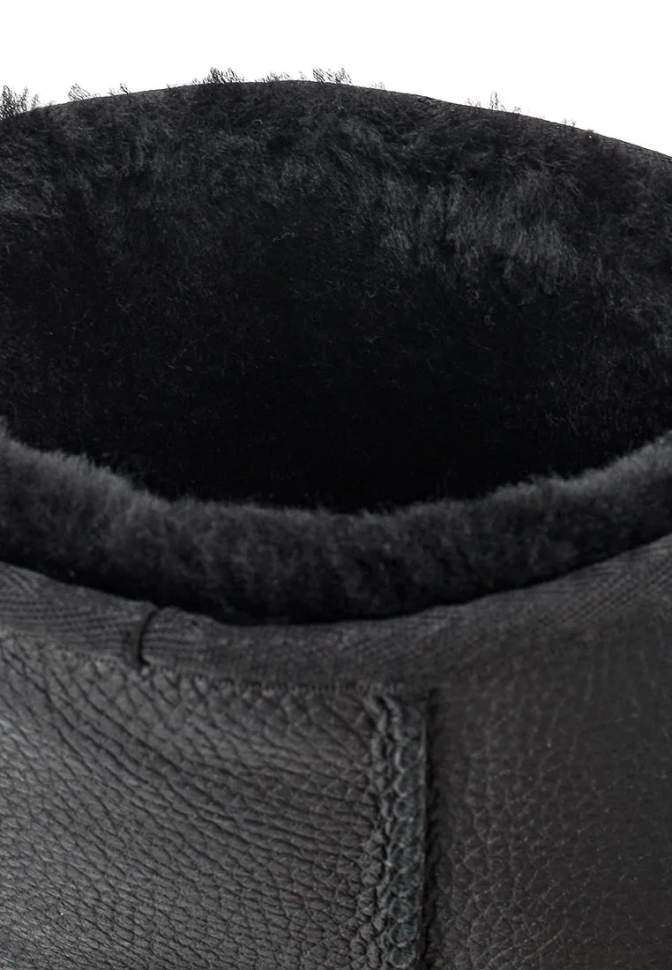 Жіночі UGG Середні Шкіряні Чорні Classic Short II Black Leather — фото 5