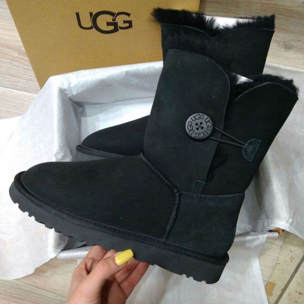 UGG Жіночі Чорні Замша з Гудзиком Bailey Button Black Suede — фото 6