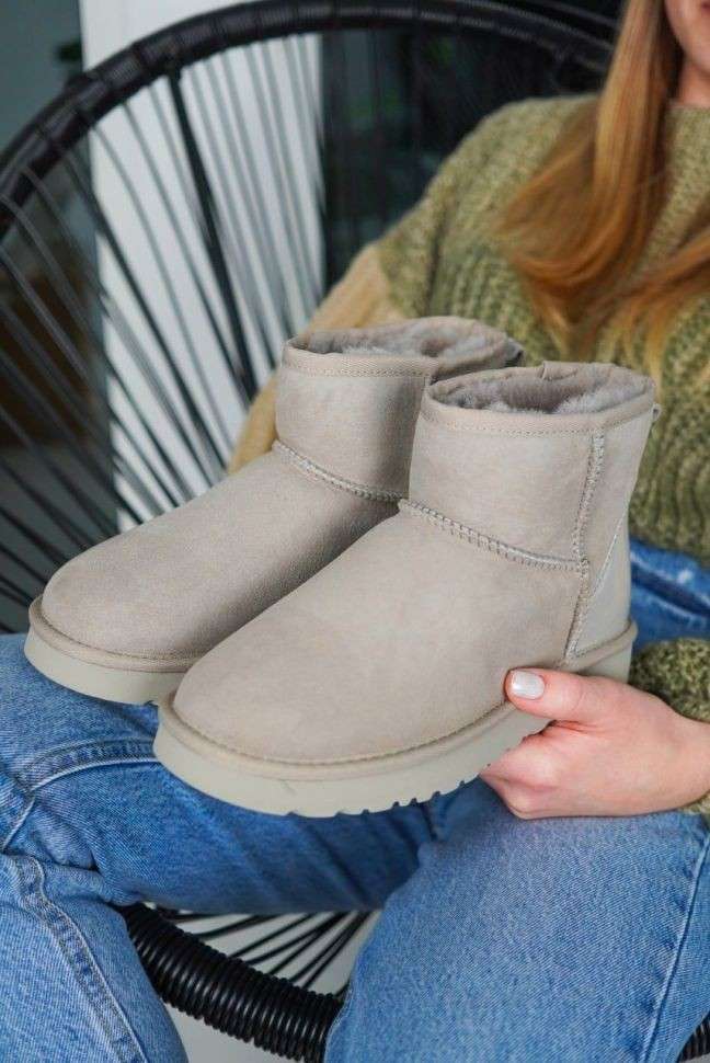 Жіночі UGG Міні Замш Беж-Молочні Mini Beige Suide Metallic — фото 9
