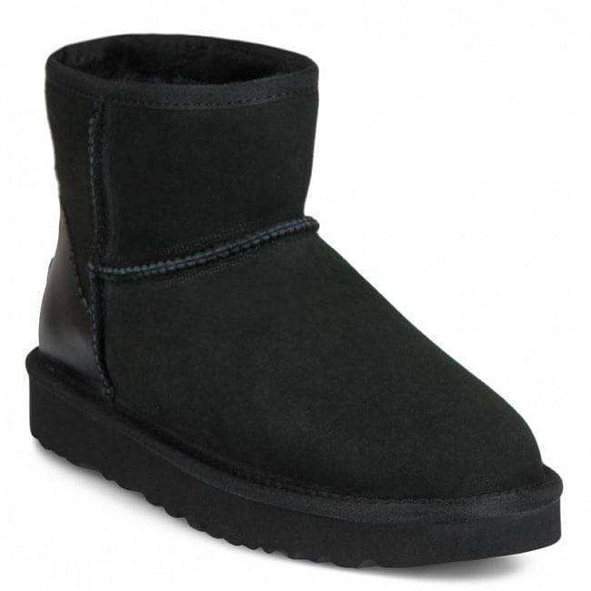 Жіночі UGG Міні Чорні Замша Металлік Лак Пятка Classic Mini Black Metallic — фото 2