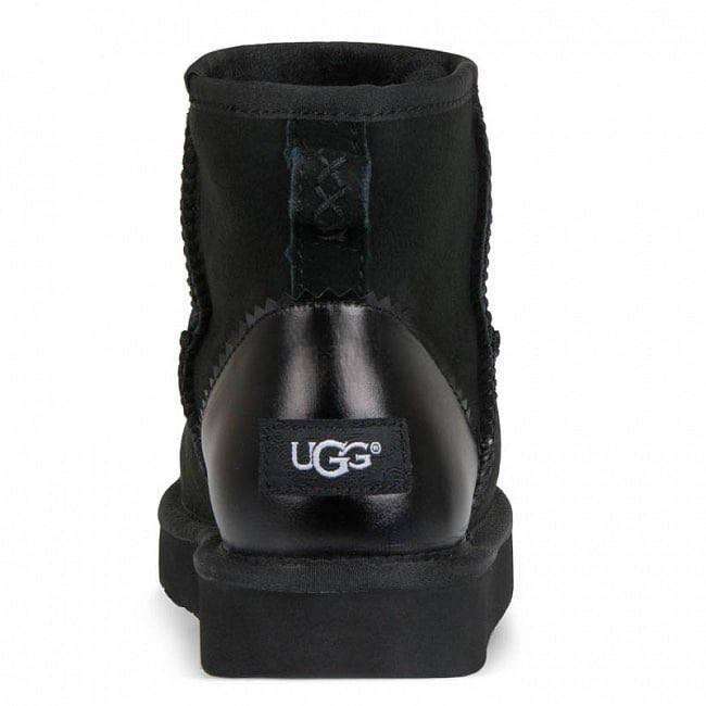 Жіночі UGG Міні Чорні Замша Металлік Лак Пятка Classic Mini Black Metallic — фото 4