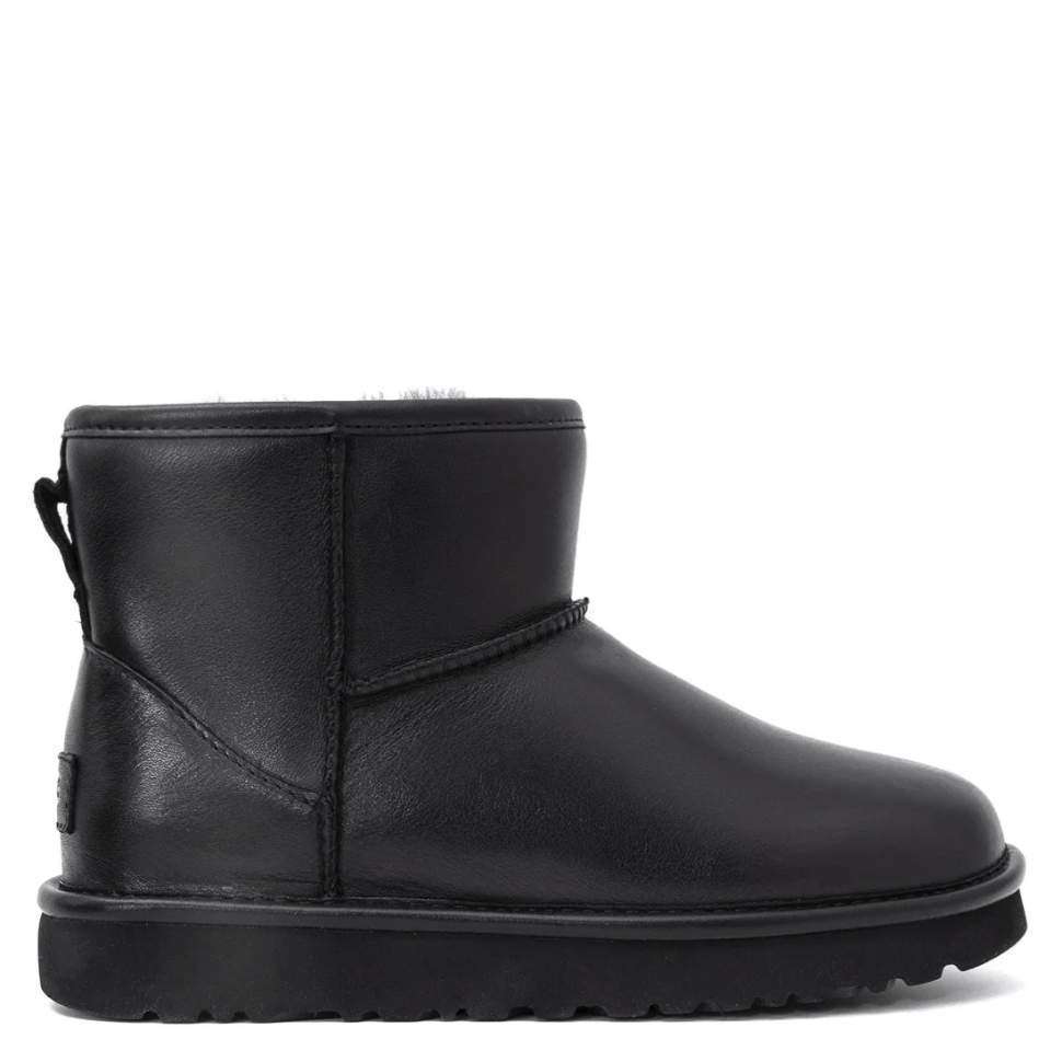 Жіночі UGG Міні Чорні Шкіряні Classic Mini Black 2 Leather