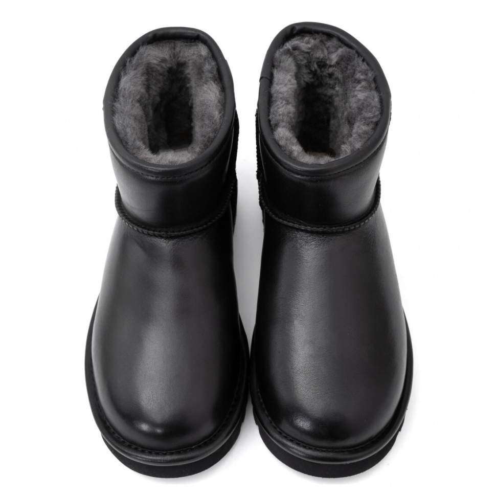 Жіночі UGG Міні Чорні Шкіряні Classic Mini Black 2 Leather — фото 2