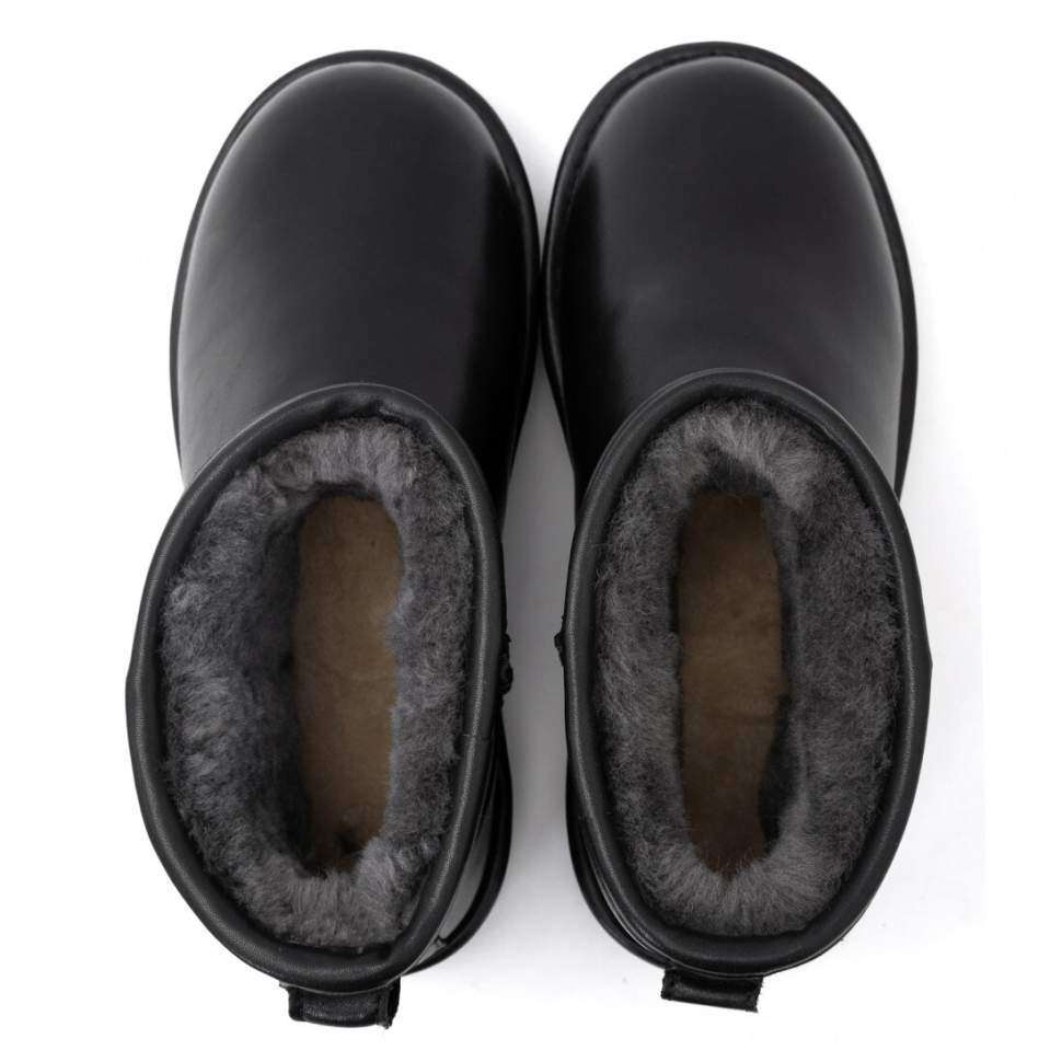Жіночі UGG Міні Чорні Шкіряні Classic Mini Black 2 Leather — фото 3