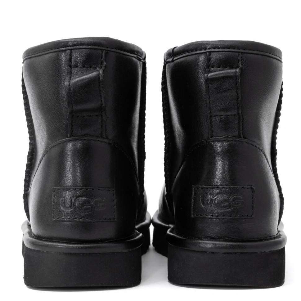 Жіночі UGG Міні Чорні Шкіряні Classic Mini Black 2 Leather — фото 4