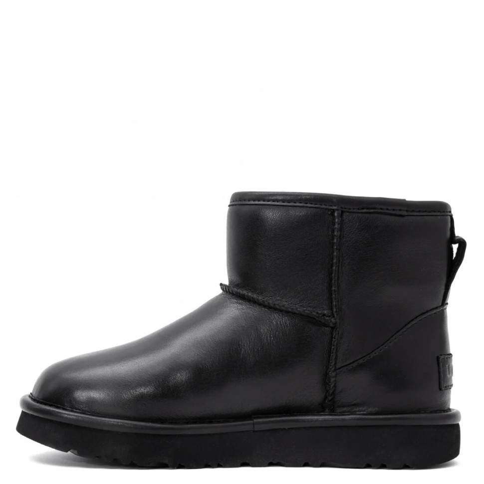 Жіночі UGG Міні Чорні Шкіряні Classic Mini Black 2 Leather — фото 7