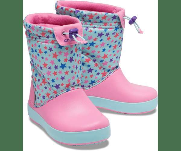 Сапоги Crocs Рожеві Crocband Lodge Point Graphic Winter Boot ce Blue/Pink Lemonade — фото 1