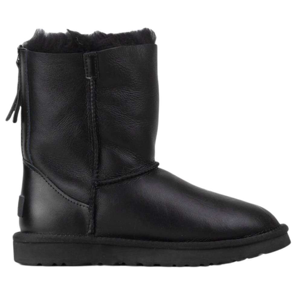 Жіночі UGG Шкіряні Чорні Середні з Змійкою Australia Black Leather Zipper — фото 1