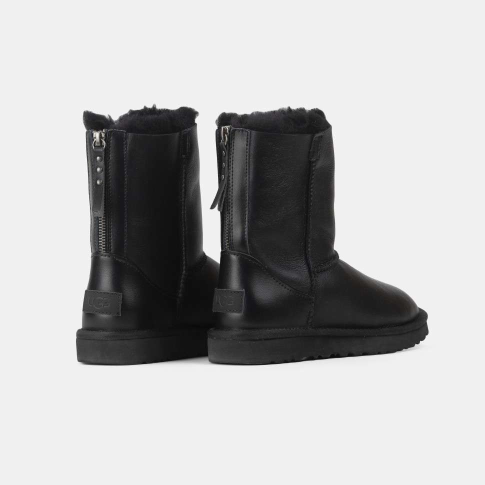 Жіночі UGG Шкіряні Чорні Середні з Змійкою Australia Black Leather Zipper — фото 2