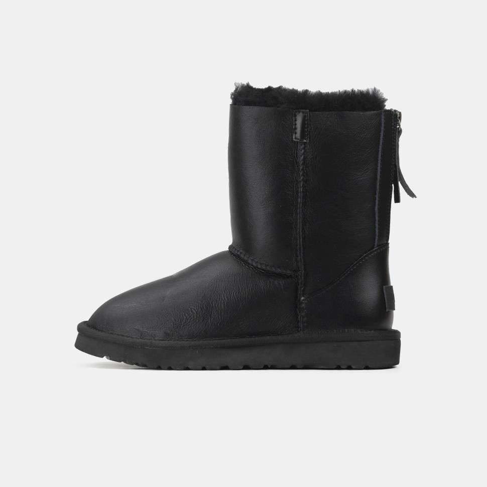 Жіночі UGG Шкіряні Чорні Середні з Змійкою Australia Black Leather Zipper — фото 3