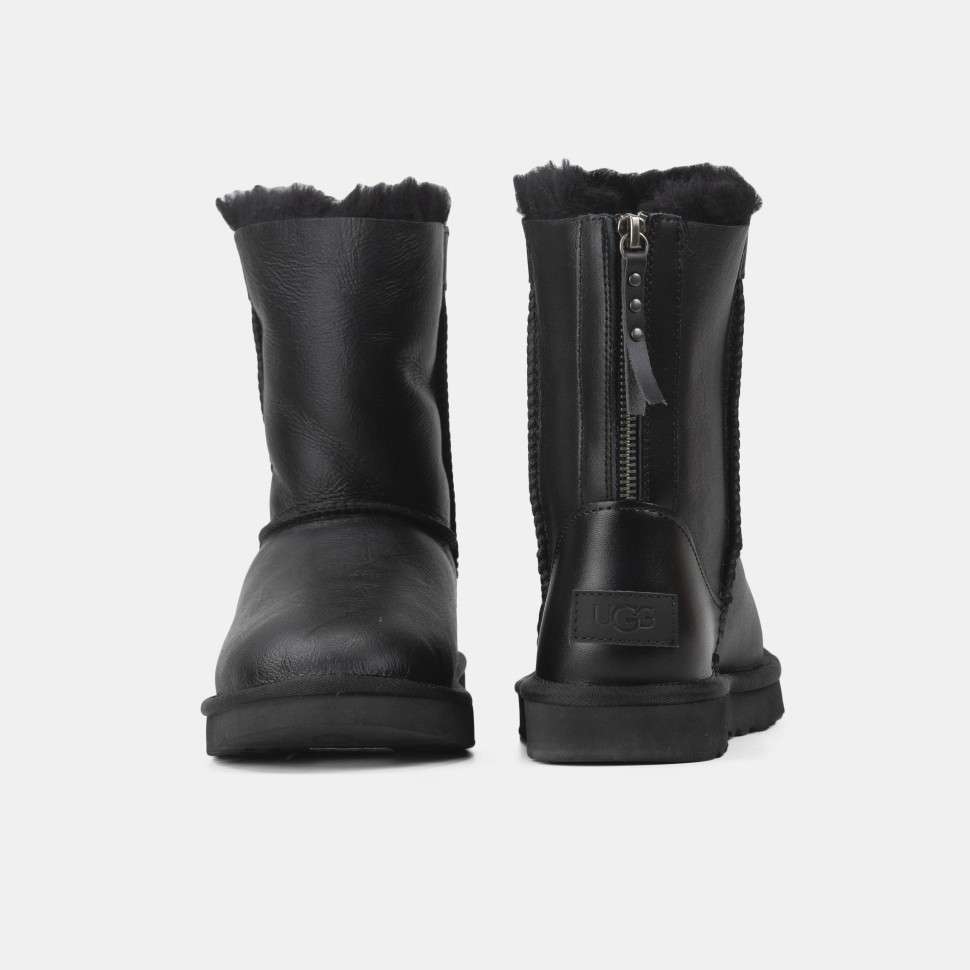 Жіночі UGG Шкіряні Чорні Середні з Змійкою Australia Black Leather Zipper — фото 4