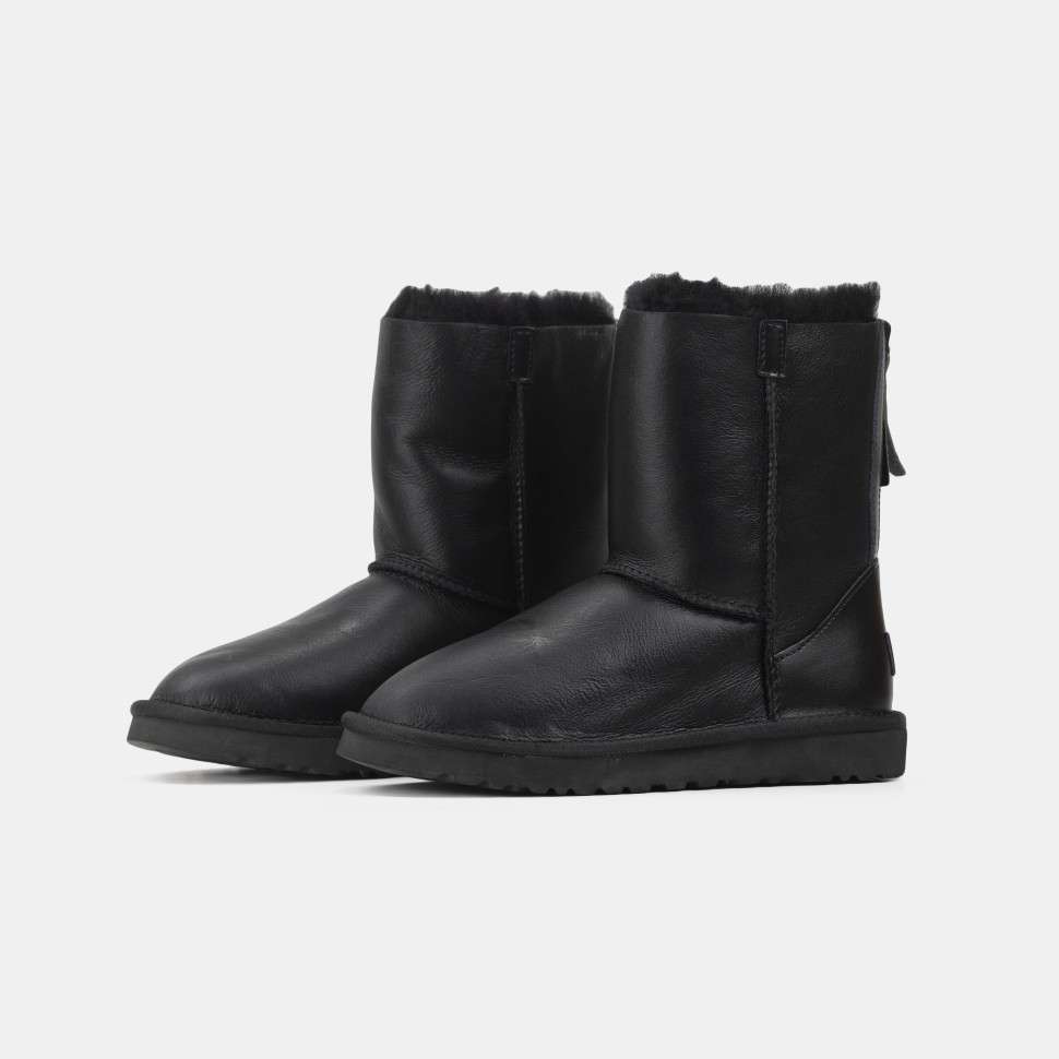 Жіночі UGG Шкіряні Чорні Середні з Змійкою Australia Black Leather Zipper — фото 6