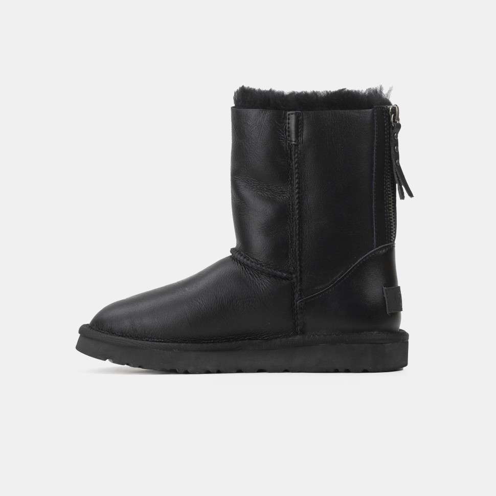 Жіночі UGG Шкіряні Чорні Середні з Змійкою Australia Black Leather Zipper — фото 7