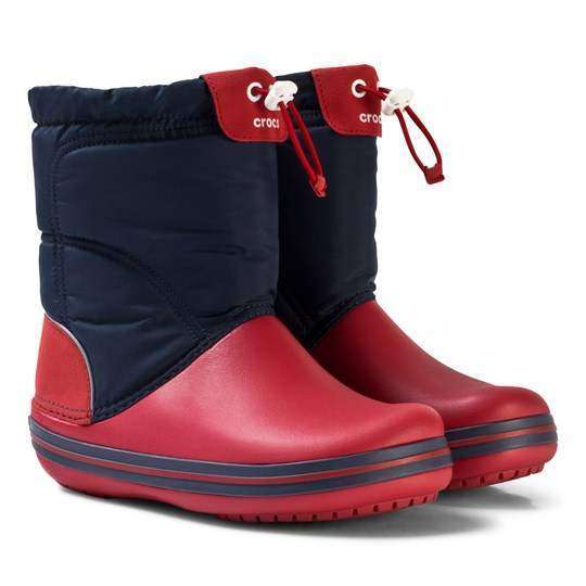 Зимние сапоги детские тёплые Crocs crocband lodgepoint snow boots navy/red — фото 1