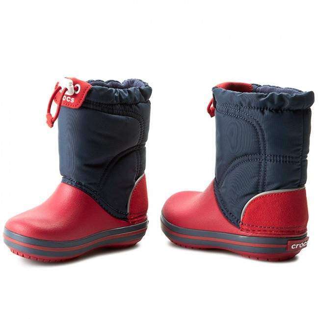 Зимние сапоги детские тёплые Crocs crocband lodgepoint snow boots navy/red — фото 2