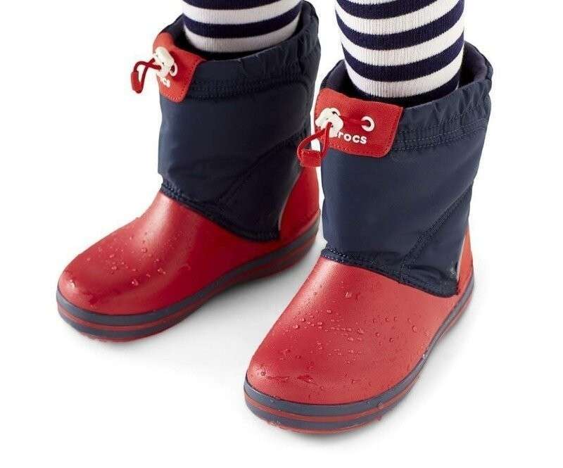 Зимние сапоги детские тёплые Crocs crocband lodgepoint snow boots navy/red — фото 10