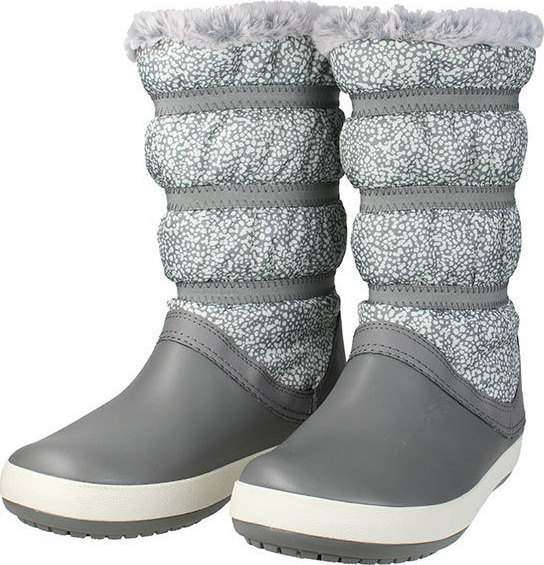 Зимние сапоги женские серые Crocs crocband winter boot Dots/Smoke — фото 11