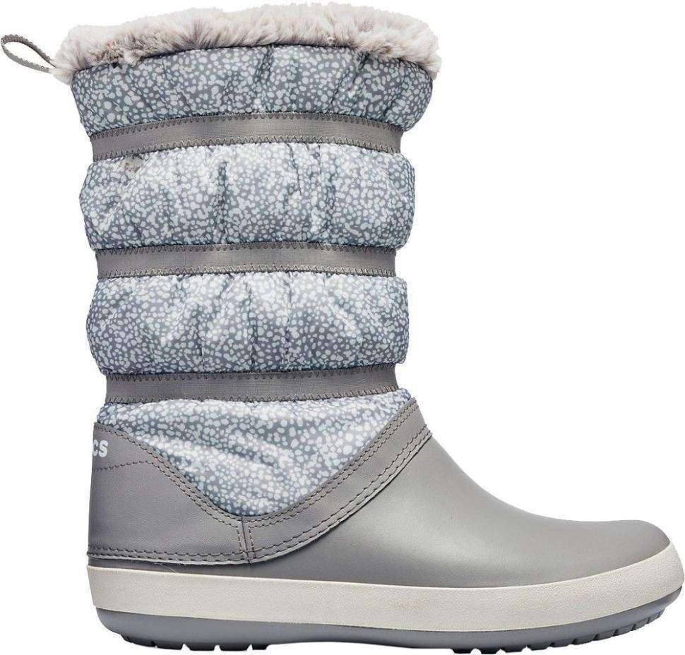 Зимние сапоги женские серые Crocs crocband winter boot Dots/Smoke — фото 12