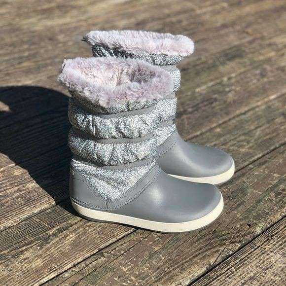 Зимние сапоги женские серые Crocs crocband winter boot Dots/Smoke — фото 15