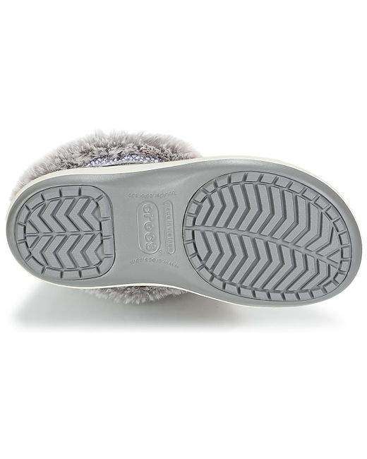 Зимние сапоги женские серые Crocs crocband winter boot Dots/Smoke — фото 5