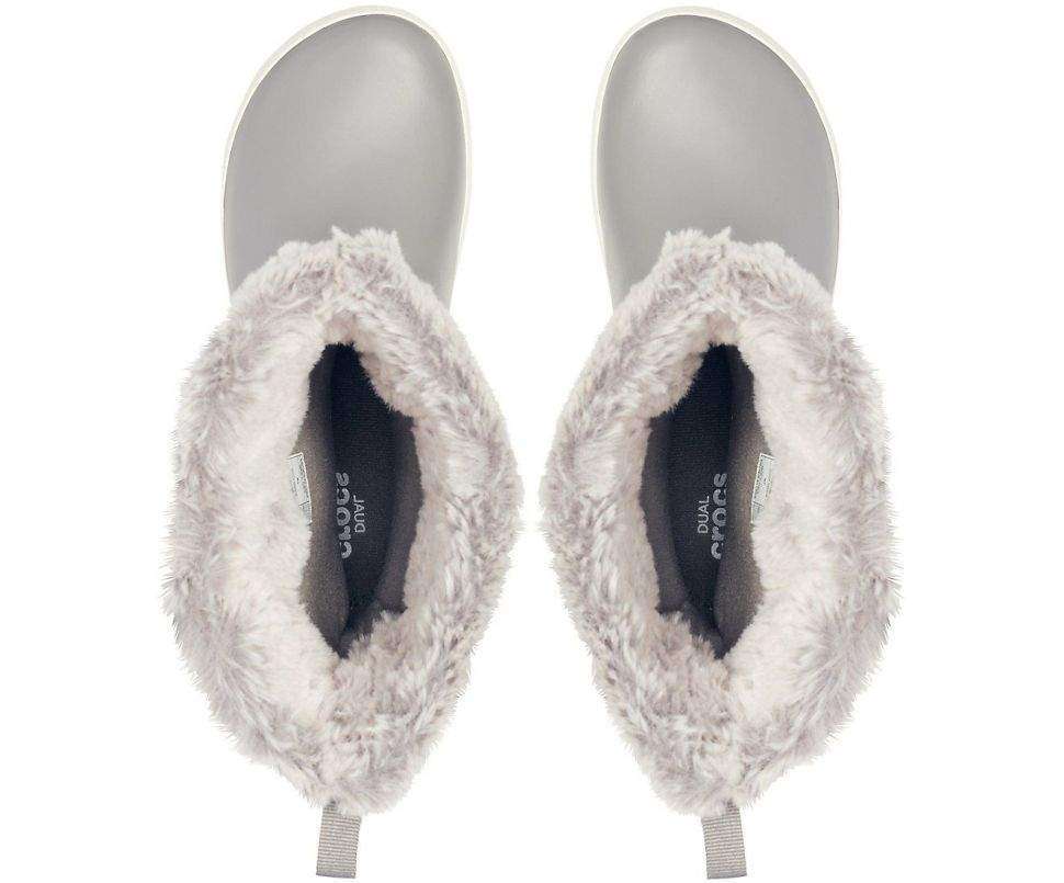 Зимние сапоги женские серые Crocs crocband winter boot Dots/Smoke — фото 10