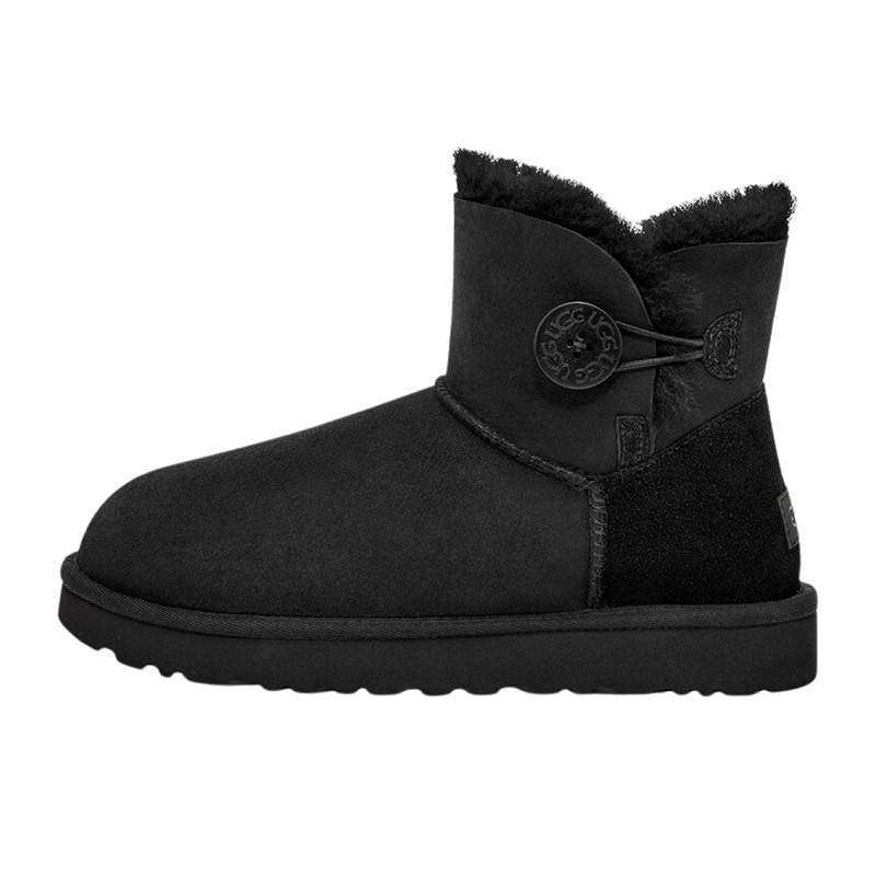 Жіночі UGG Чорні Замшеві з Гудзиком Mini Bailey Button Black Suede