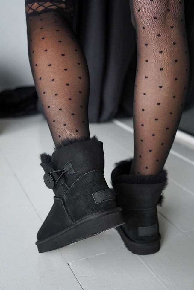 Жіночі UGG Чорні Замшеві з Гудзиком Mini Bailey Button Black Suede — фото 6